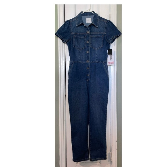 Celebrity Pink Pants - Celebrity Pink Denim Puff Sleeve Jumpsuit